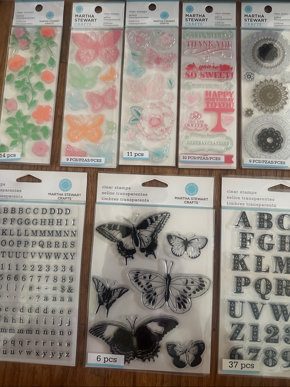 All 8. Never used  Martha Stewart Clear Stamp Sets - Floral & Butterfly Design
